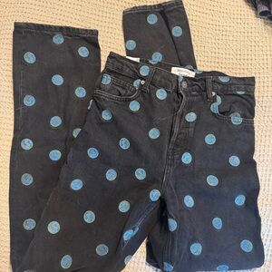 Reformation Earth embroidered high-rise straight-leg jeans